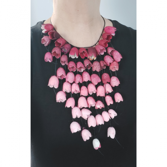 Necklace with silk cocoons